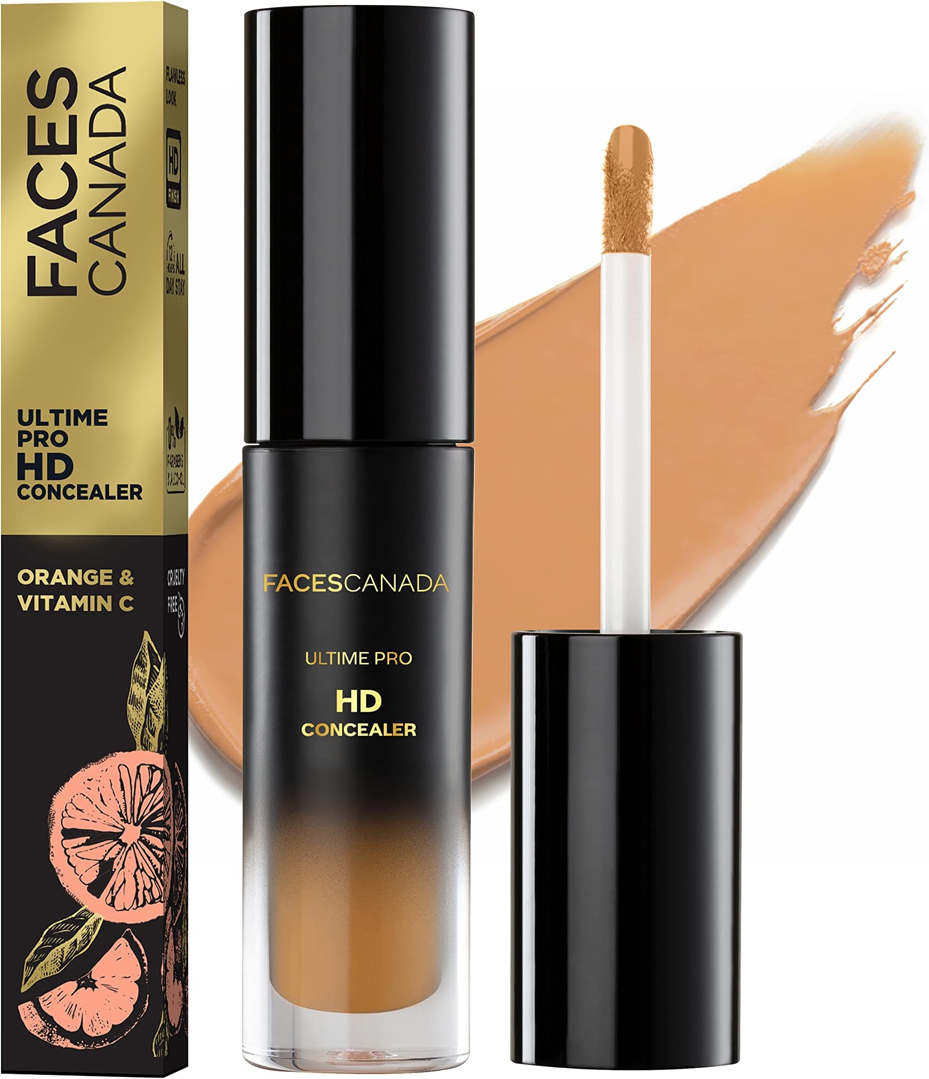 FACESCANADA Ultime Pro HD Medium Coverage All Skin Type Liquid Concealer - Toffee Love 04, 3.8ml | Natural Matte Finish | 12HR Long Stay | Blemishes | Blends Easily | Orange & Vitamin C Enriched
