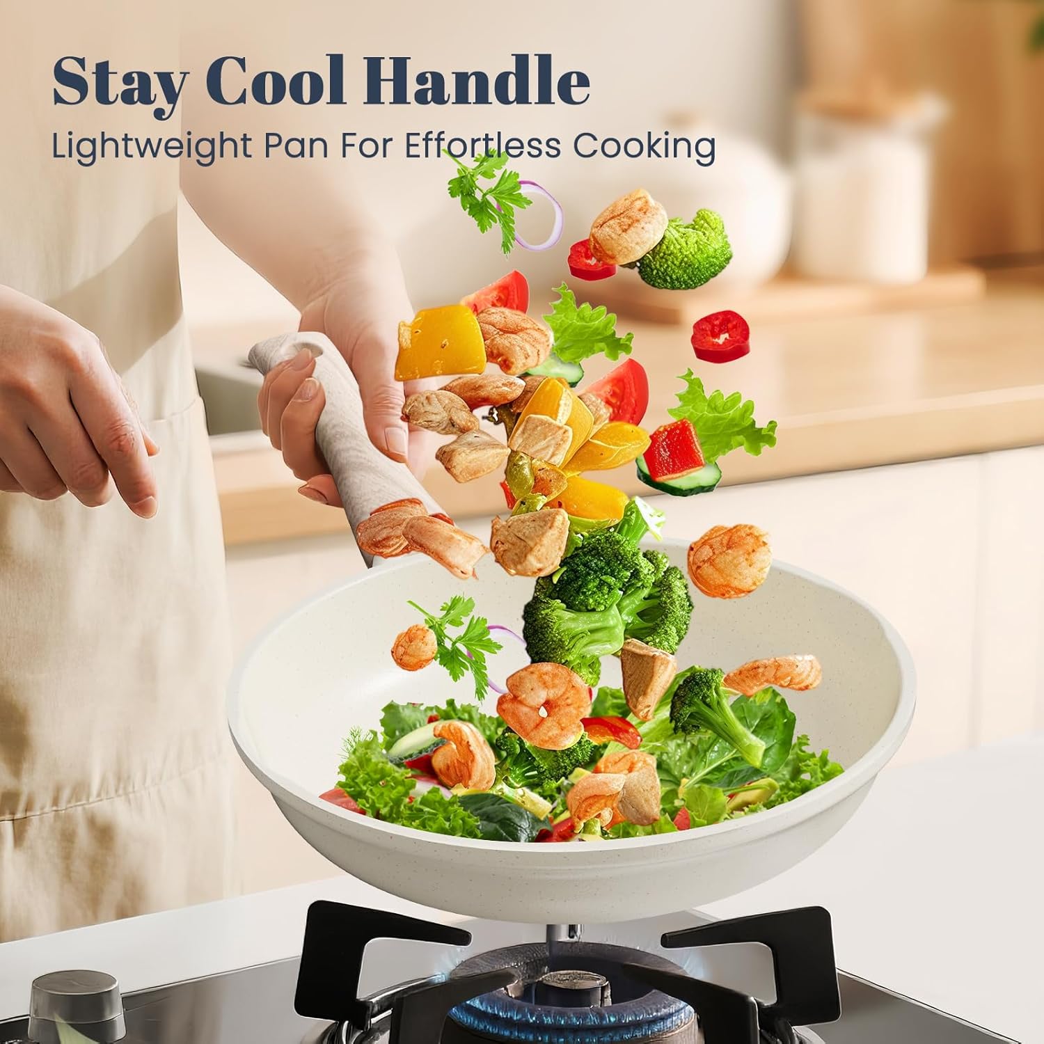 Granite Frying Pan, 10 Inch Non Stick Frying Pans, Lightweight Nonstick Pans for Omelets & Eggs, PFOA & PFAS Free Non-toxic Cookware Chef's Pan, Induction Compatible Fast & Even Heat Skillet