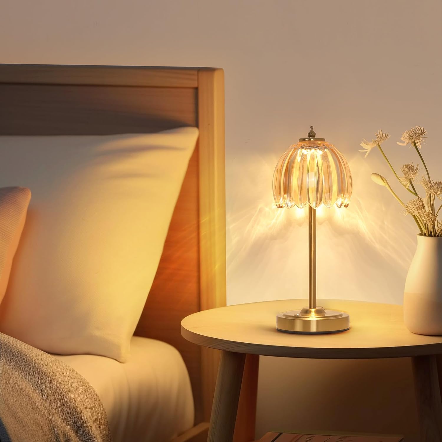Shenmoyl Tulip Lamp Shades Replacement, 0.39" Fitter Opening，0.394” Top Hole Light Amber Glass Sconce Shade Heavy and Thick for Table Lamp, 2 Pack