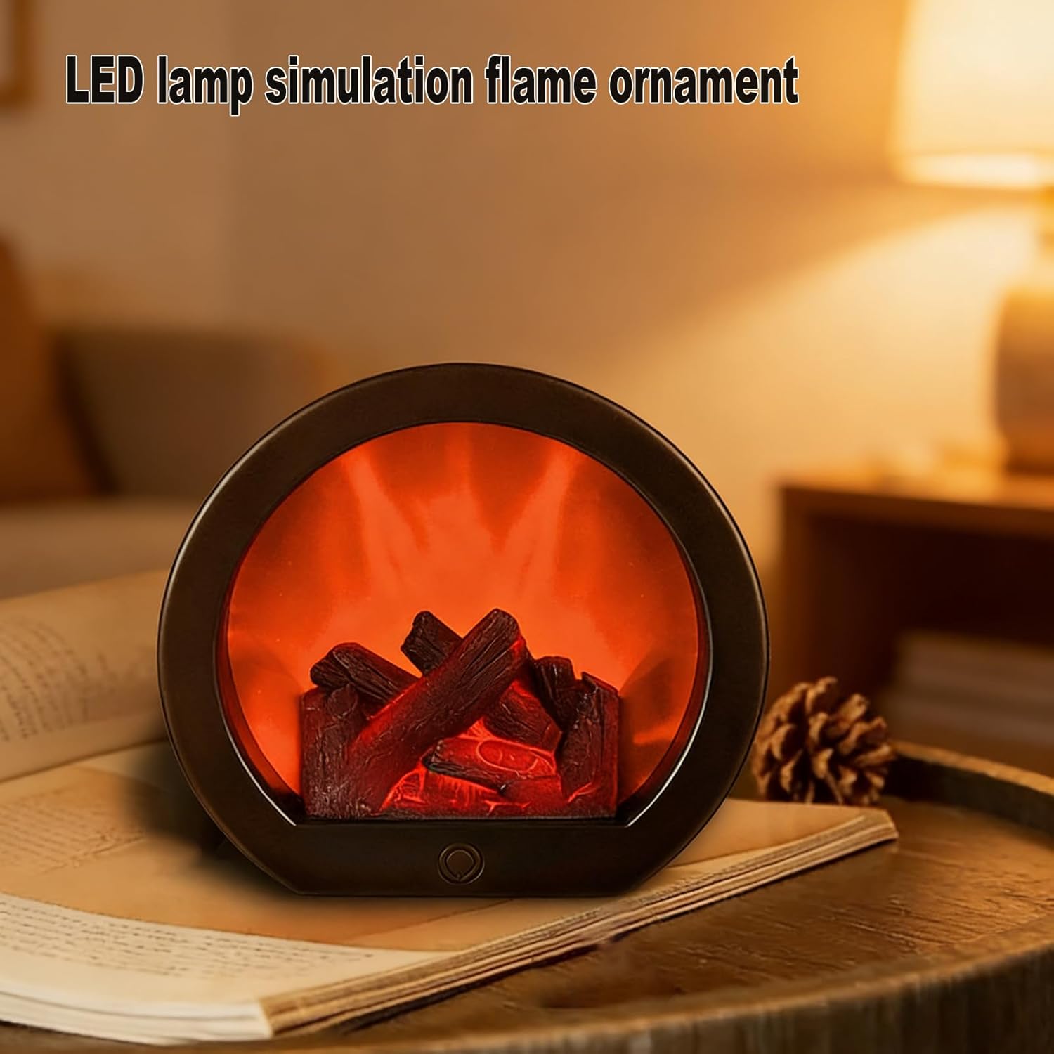 Fireplace Lanterns Decorative, Portable Tabletop Fake Fireplace Light with LED Realistic Flame Effect, USB & Battery Powered Mini Fire Lamp for Indoor Outdoor Decoration