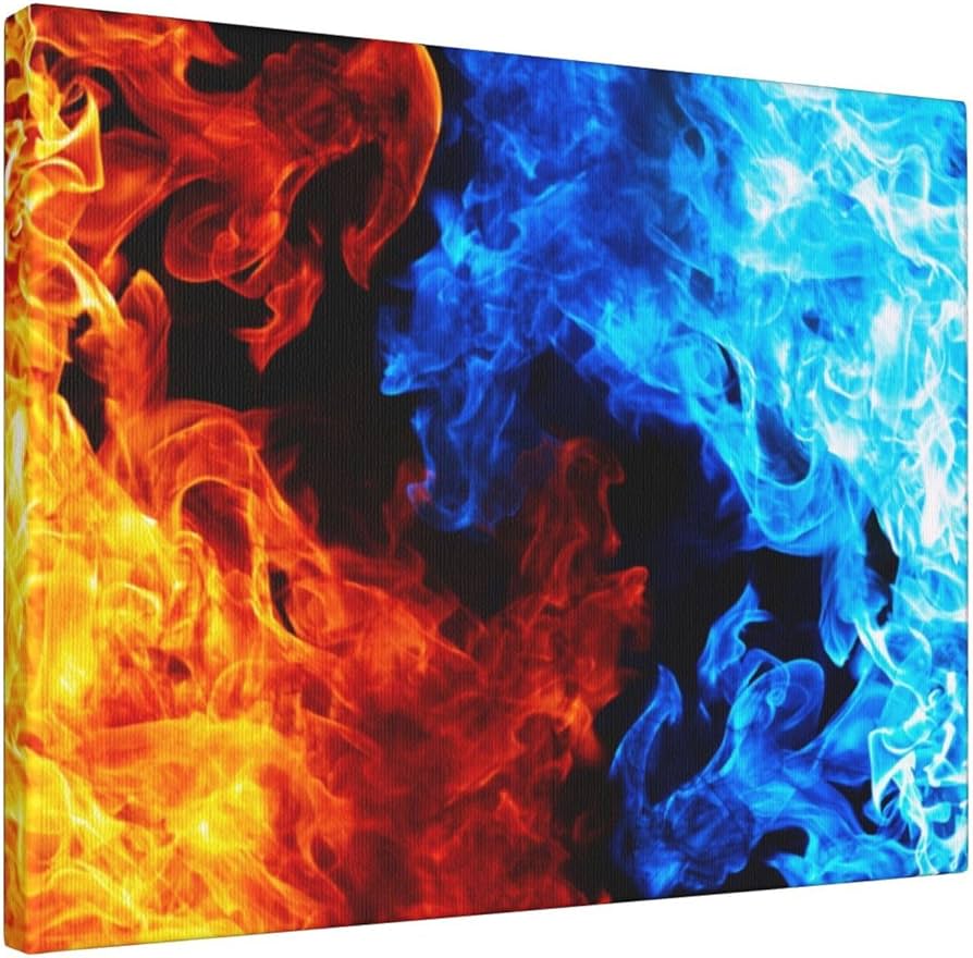 Amazon.co.jp: 絵画 青と赤の火 ポスター アートパネル 装飾画 壁掛け