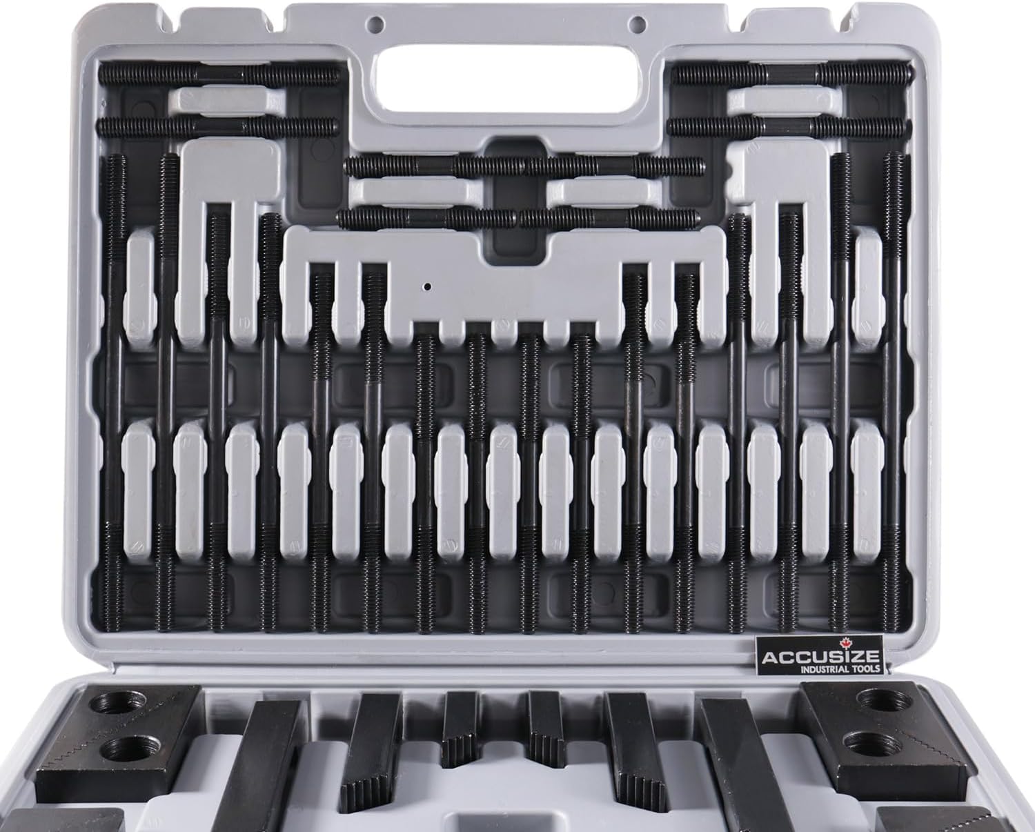 Accusize Industrial Tools 58 Pc Deluxe Steel Clamping Kit, Table Slot 7/16", Stud Size 3/8"-16, 4230-2624