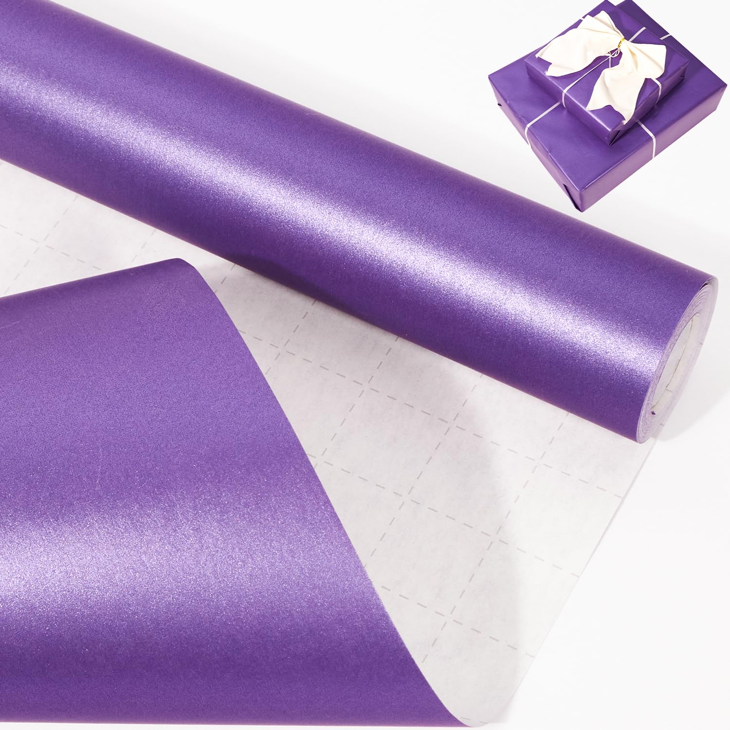 Purple Wrapping Paper Roll,43cm*10m Pearly Lustre Purple Wrapping Paper, Pearlescent Kraft Gift Wrap Paper for Birthday,Party,Wedding,Christmas,Festive Decorations,DIY Crafts