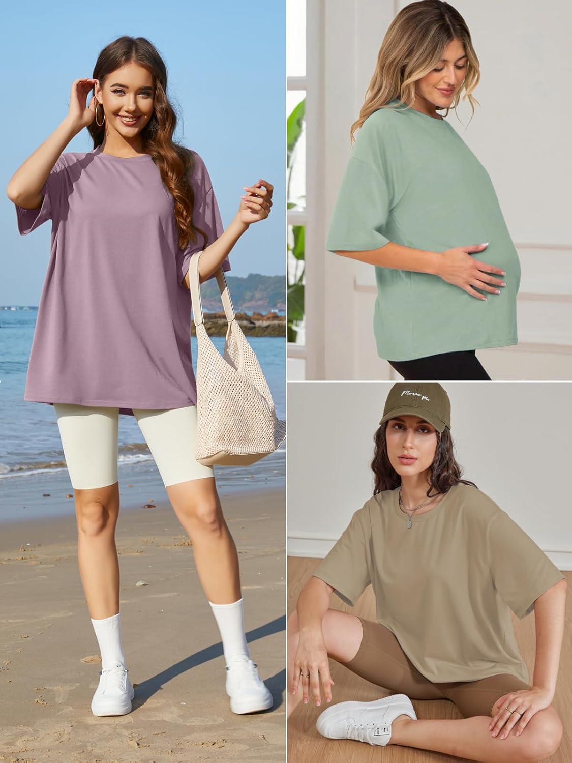 3 Pack Oversized Tshirts for Women Crew Neck Basics Womens Clothing Summer Loose Workout Tees Plus Size T Shirts - Image 4