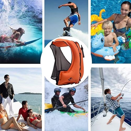 Miniatura 7 de OMOUBOI Chaleco inflable de esnórquel, chaleco de natación para adultos, chaleco de esnórquel, chaqueta de flotabilidad inflable, chaquetas de buceo