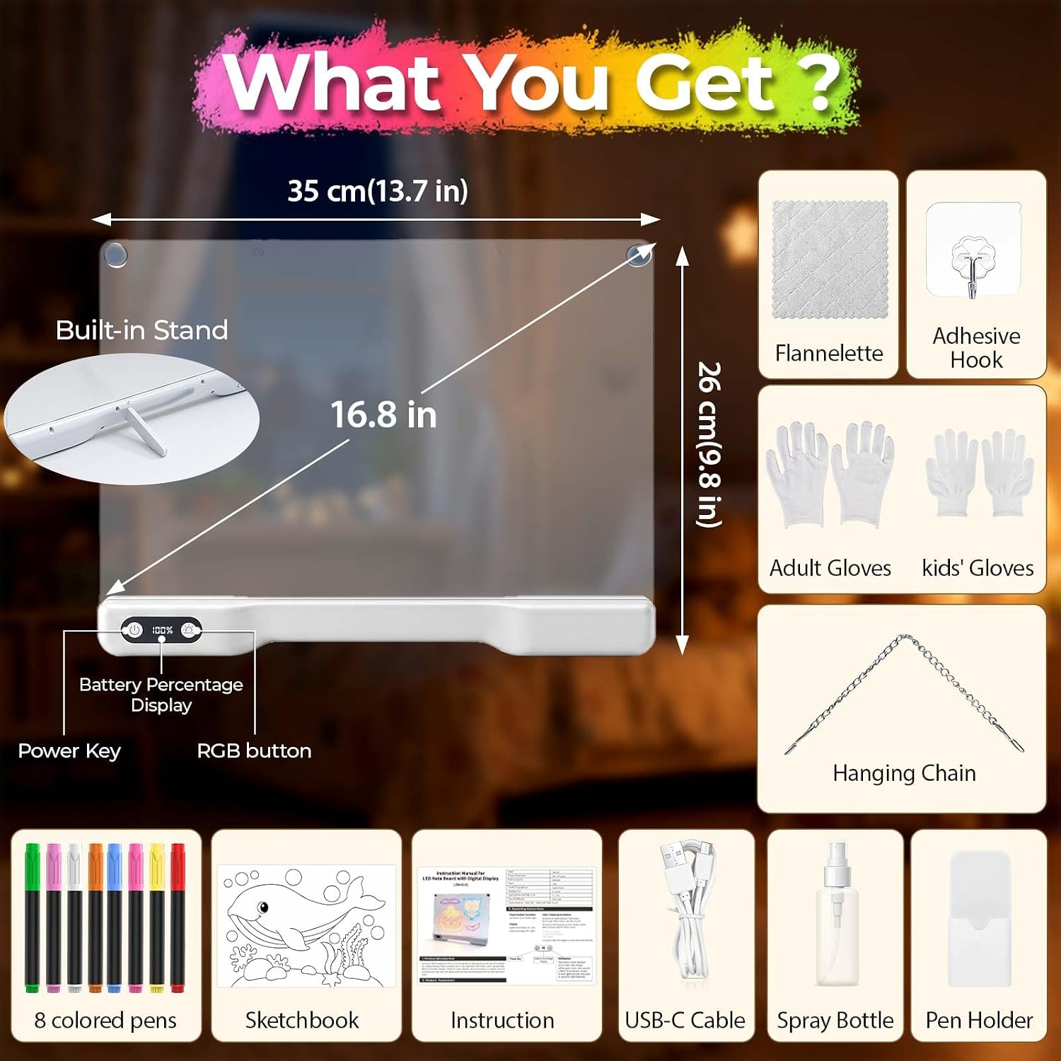 Rechargeable 16 Led Drawing Board Kids