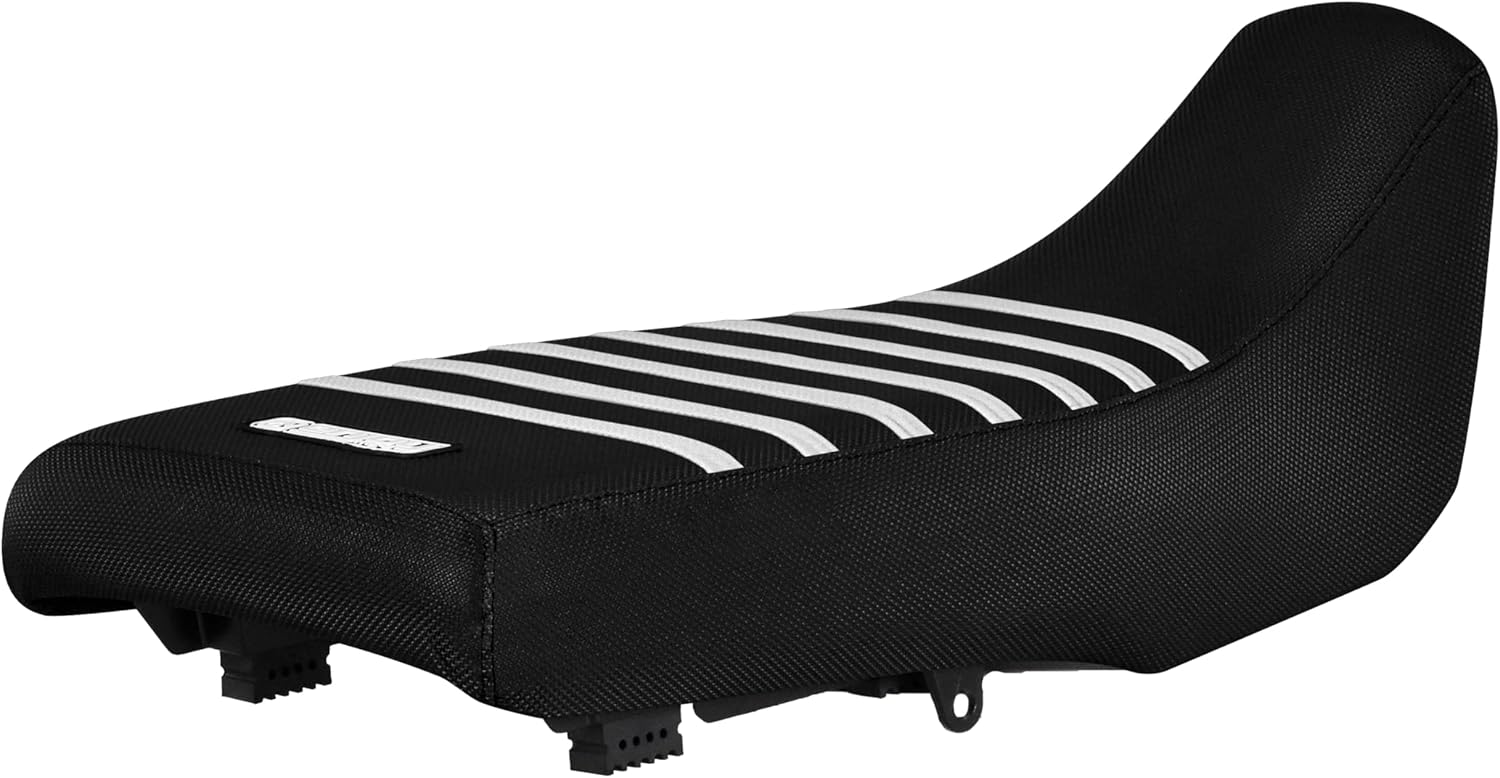 Enjoy Mfg Seat Cover - Compatible with Kawasaki 2022 2023 2024 KLR 650 Dual-Sport Motorcycle #438 (Black Sides/Red top/Black Ribs)