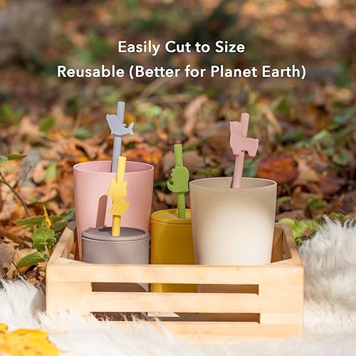 Miniatura 5 de Pajitas de silicona reutilizables seguras para niños, 4 piezas flexibles de 7.8 pulgadas de largo con 1 cepillo de limpieza para vasos de 20 onzas y