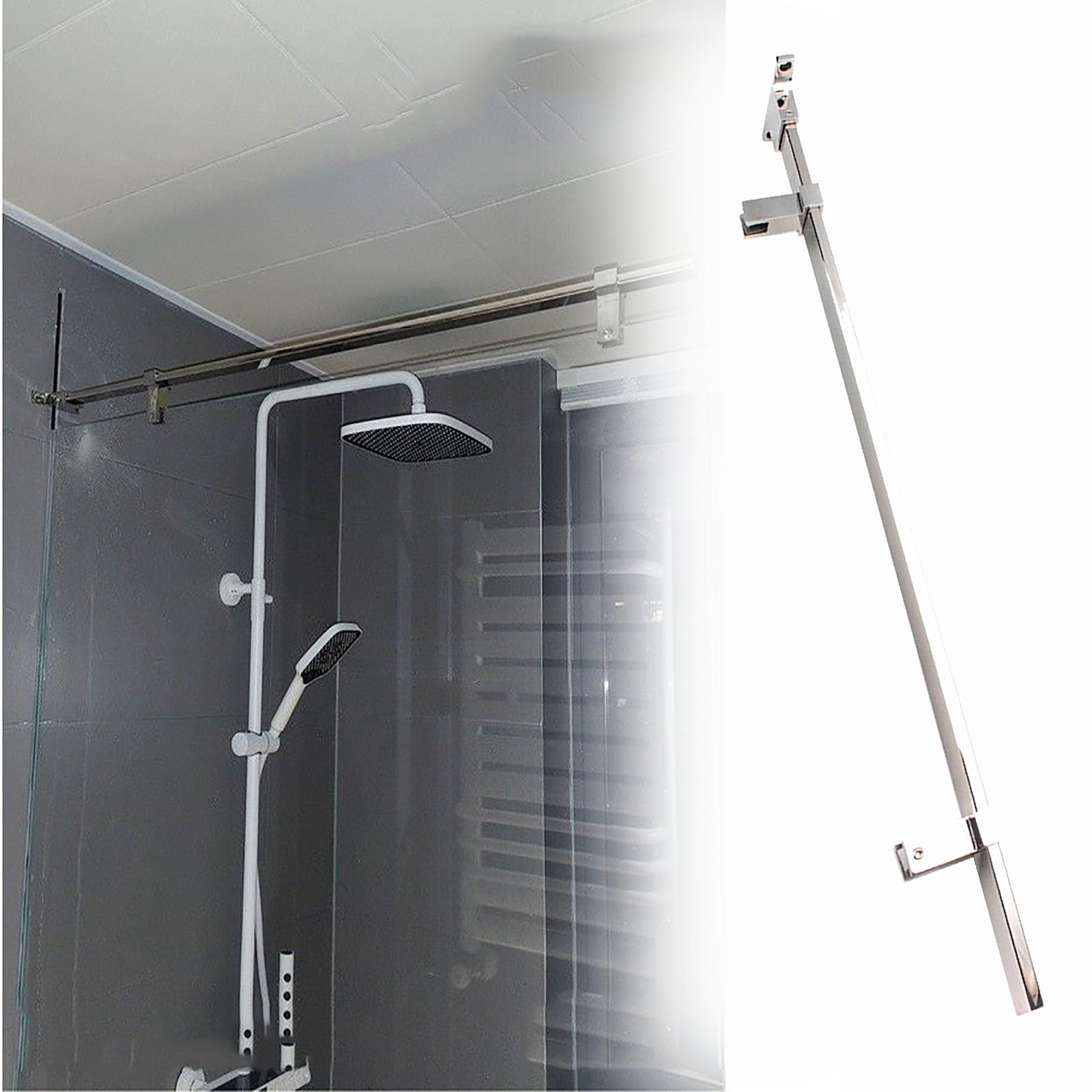 Barre de fixation pour paroi de douche barre stabilisatrice verre silver 70cm