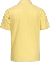Vista 44 de J.VER Camisas de manga corta de lino y algodón para hombre, estilo informal, ligeras, con botones, para vacaciones, playa y verano, con bolsillo