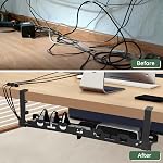 EYPINS Under Plateau de gestion des câbles de bureau - Pas de forage 16-29inch Cable rack rétractable, ordinateur Cord Organizer Under Desk, bac de stockage de fils en acier au carbone robuste pour le bureau d'accueil, 22PCS