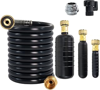 Drain Cleaning Bladder Kit, Including 3 Sizes Rubber Bladders, 10 Ft Retractable Hose, Brass Faucet Adapter & Shut-Off Valve, Durable Drain King Style Tool for Pipe & Sewer Unclogging (6 pcs)