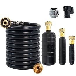Drain Cleaning Bladder Kit, Including 3 Sizes Rubber Bladders, 10 Ft Retractable Hose, Brass Faucet Adapter & Shut-Off Valve, Durable Drain King Style Tool for Pipe & Sewer Unclogging (6 pcs)