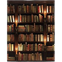 XSMEI Blanket with Books on It, Soft Warm Fleece Throw Blankets for Book Lovers Gift Ideas, Vintage Library Bookshelf Candlelight, 40"x50"