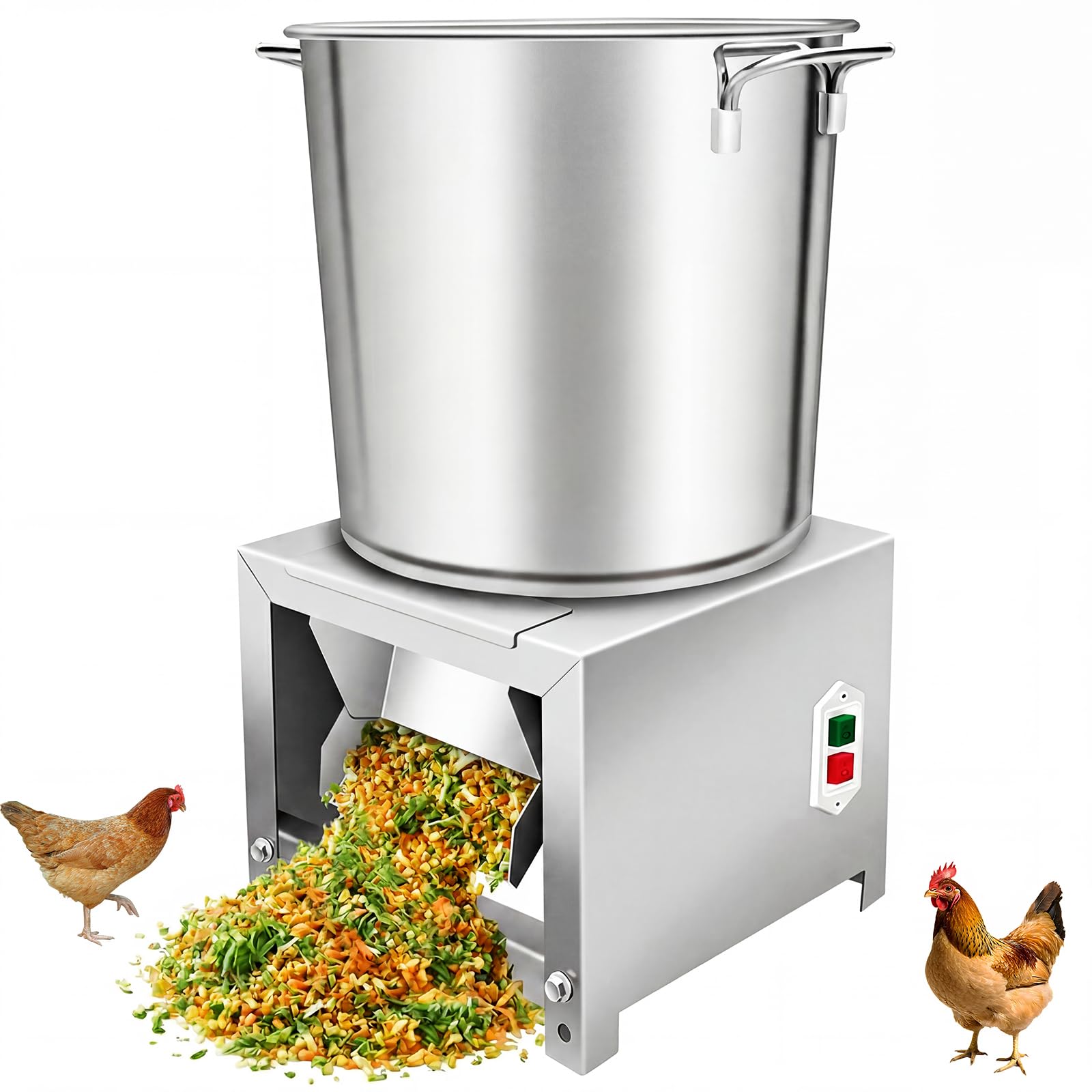 Hachoir à légumes pour volailles en acier inoxydable,vegetable chopper électrique de 1800W,petit hachoir à aliments pour volailles et légumes, convient aux poulets, canards et oies