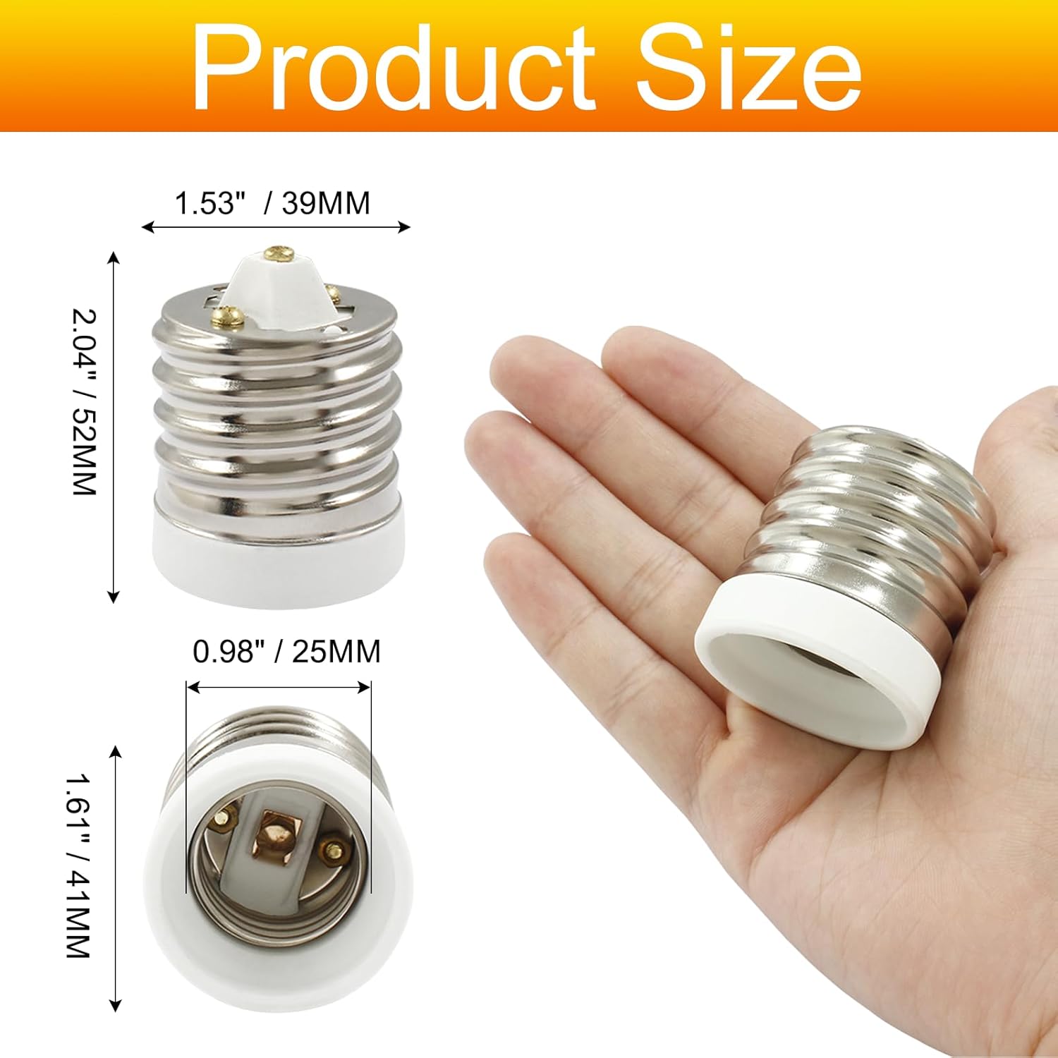 uvbws 2 Pcs Mogul Base E39 to Medium Base E26 Light Bulb Adapter Ceramic Socket Converter for Antique Floor Lamp