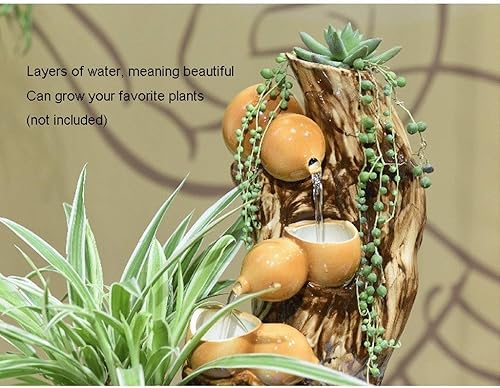 Miniatura 3 de Fuente de agua de mesa para decoración de interiores, fuente de cerámica de montaña, cascada de cinco pisos, fuente de escritorio, agua circulante,