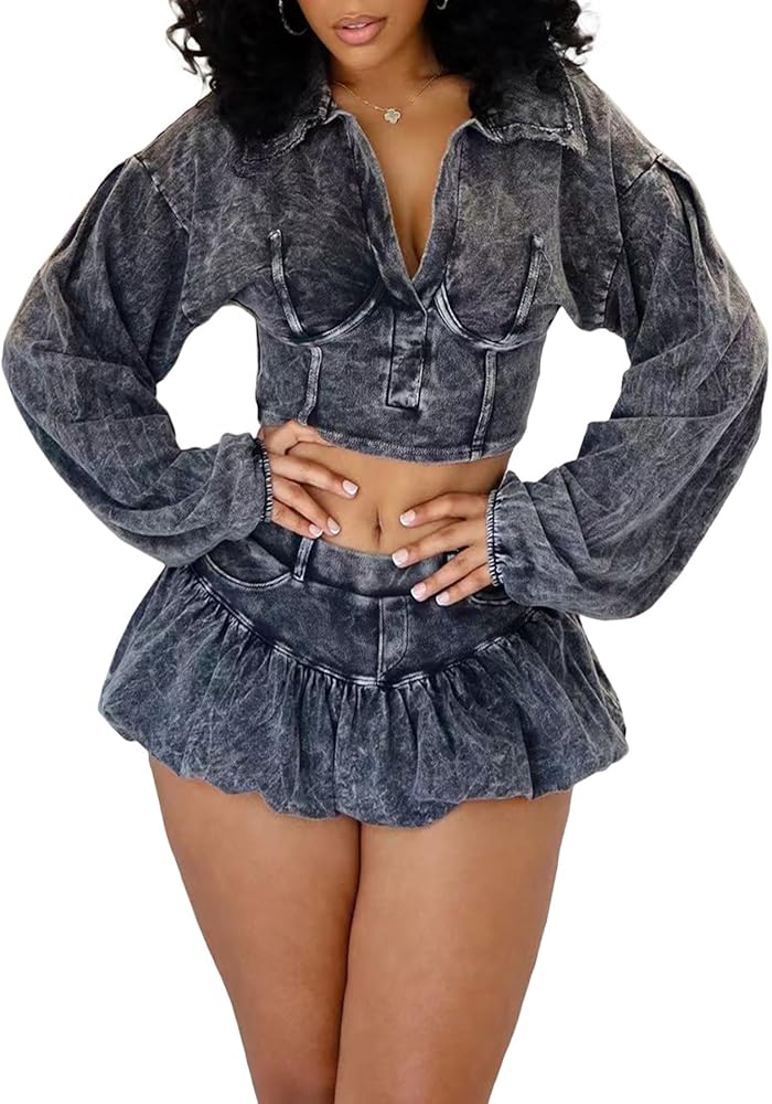 Amazon.com: Symina Skirt Sets Women 2 Piece Outfits Long Sleeve