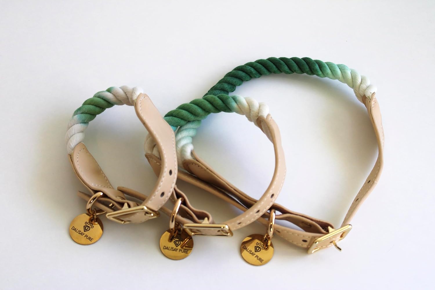 Cotton Rope Buckle Dog Collar Soft Breathable & Skin Friendly Reinforced Thread Hand Dyed Easy Leash Connection Dog Accessory (Pink, Large)