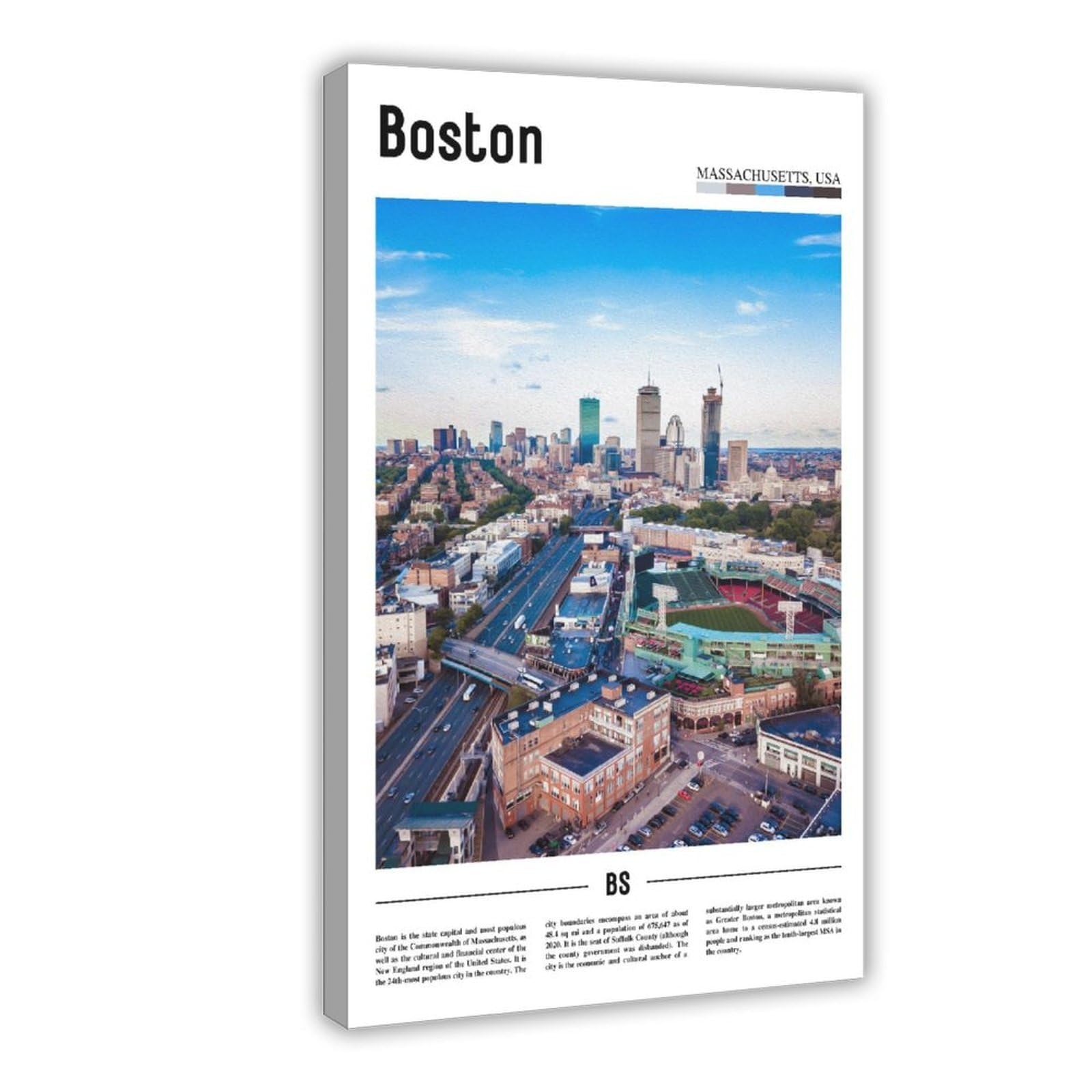 Wcyb Frame Boston Massachusetts The United States Of America Scenery Travel Prints Posters Canvas Deco Paintings Wall Art For Office Living Room Hangable 1