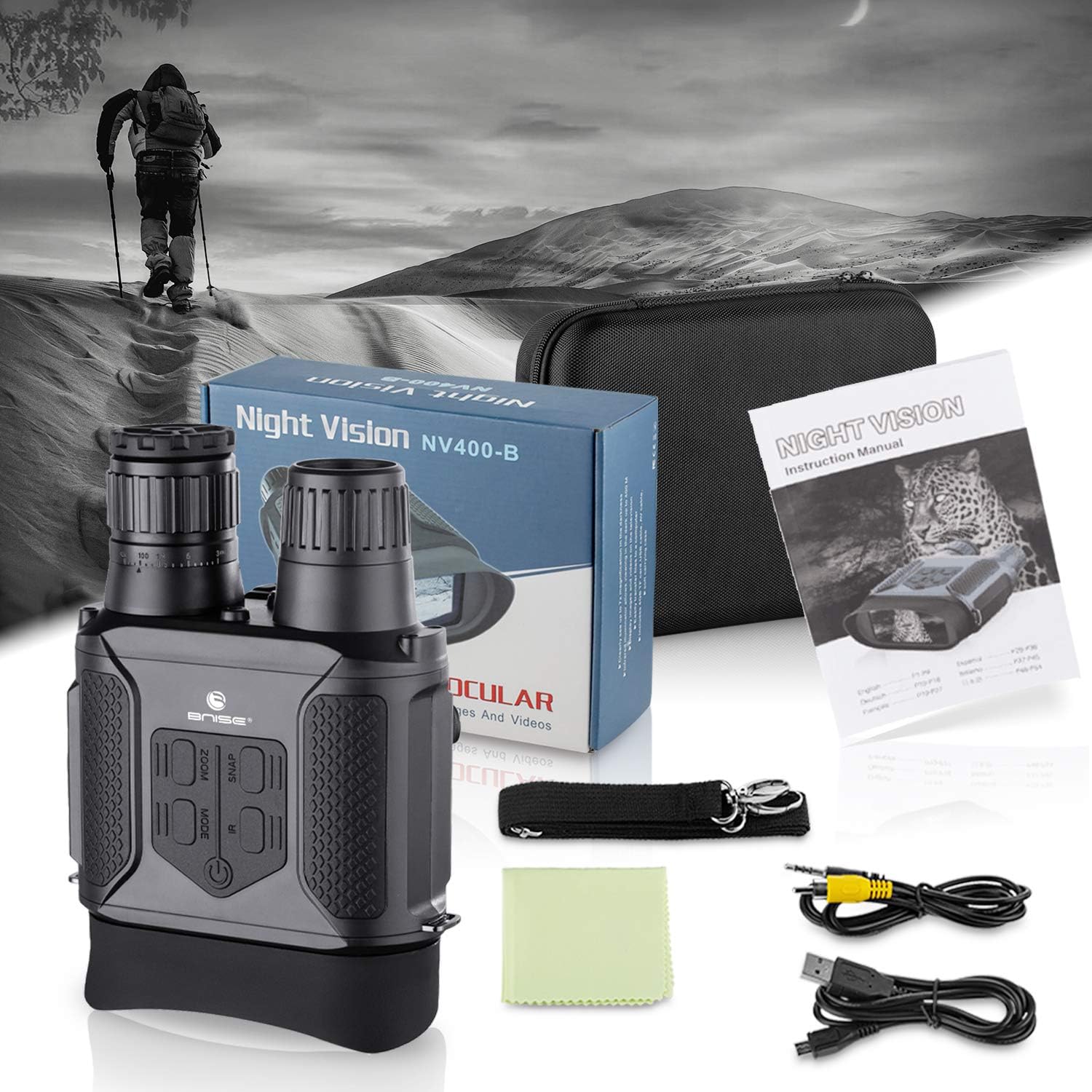 Lowest Price BNISE Night Vision Binoculars Digital Infrared Camera for Hunting -Night Vision Googgles with 32G TF Card Large LCD Screen for Wildlife Day and Night 100% Darkness (LD-9120)