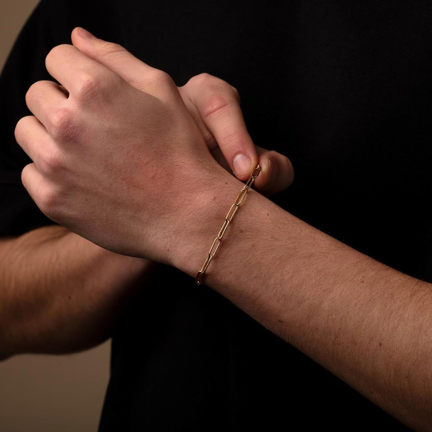 14K Gold Paperclip Bracelets for Women & Men, 3mm 4mm 5mm Width Rectangular Link Chain, 6.5-8 Inches Length, Hypoallergenic, Non-Tarnish, Pulsera de oro 14K para mujer