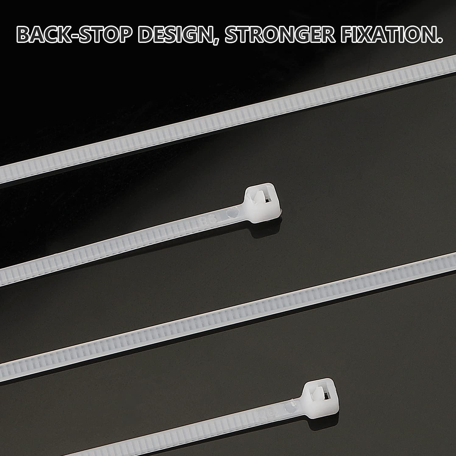 100pcs Black Nylon Cable Ties Assorted Sizes - Weatherproof Zip Ties for Electrical Wiring, Office Cables, Garage Storage Solutions