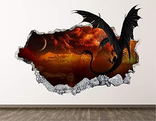 Dragon Wall Decal Art Decor 3D Smashed Kids Galaxy Sticker Mural Boys Gift BL06 (22