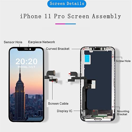 Miniatura 4 de Select US Reemplazo de pantalla para iPhone 11 Pro, pantalla LCD de 5.8 pulgadas, conjunto de marco digitalizador táctil 3D con kits de herramientas