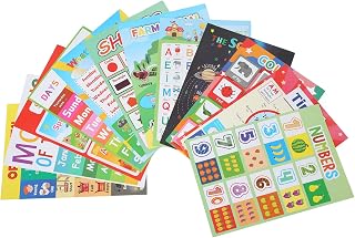 Pôster educativo de 12 peças, pôster educativo infantil de 42 x 29 cm para crianças pôster de aprendizagem de desenho animado à prova d'água para educação em inglês