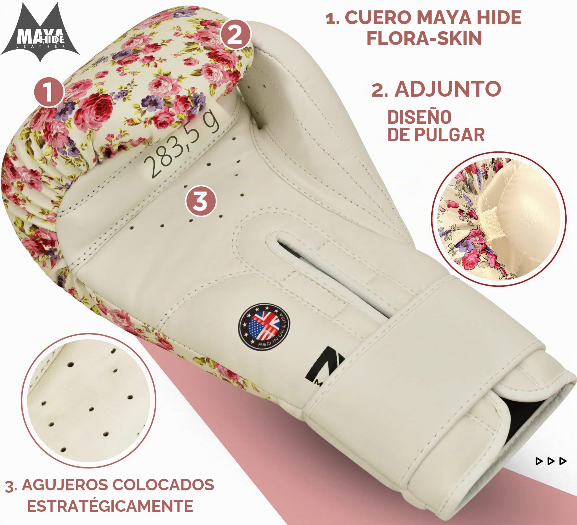 RDX Mujeres Guantes de Boxeo Muay Thai Entrenamiento, Maya Hide Cuero, Boxing Gloves para Sparring Kickboxing Artes Marciales Saco Manoplas de Boxeo MMA Fight Training, 8 10 12oz