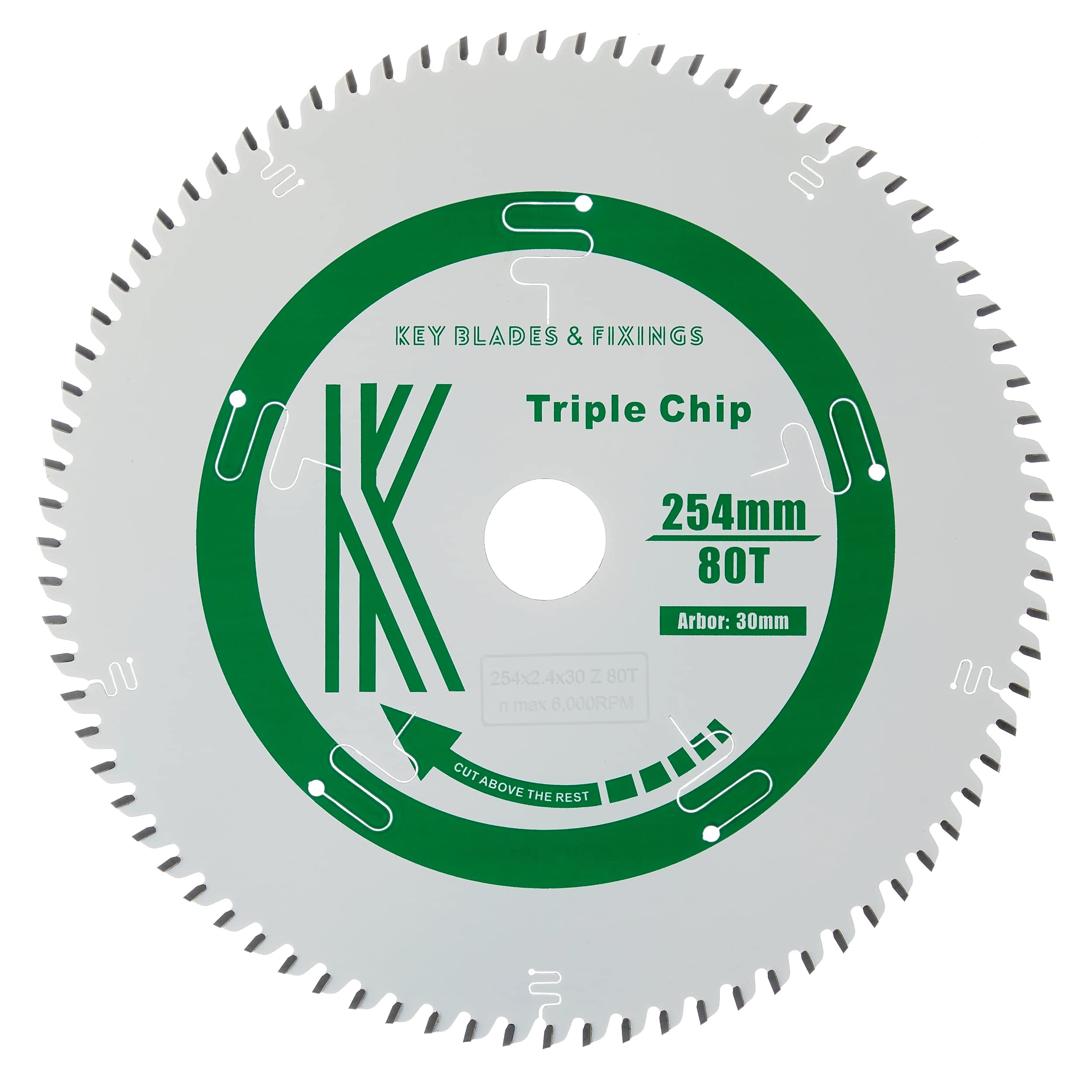 Lame 254 x 30 x 2,4 mm 80 dents pour MFC et stratifiés