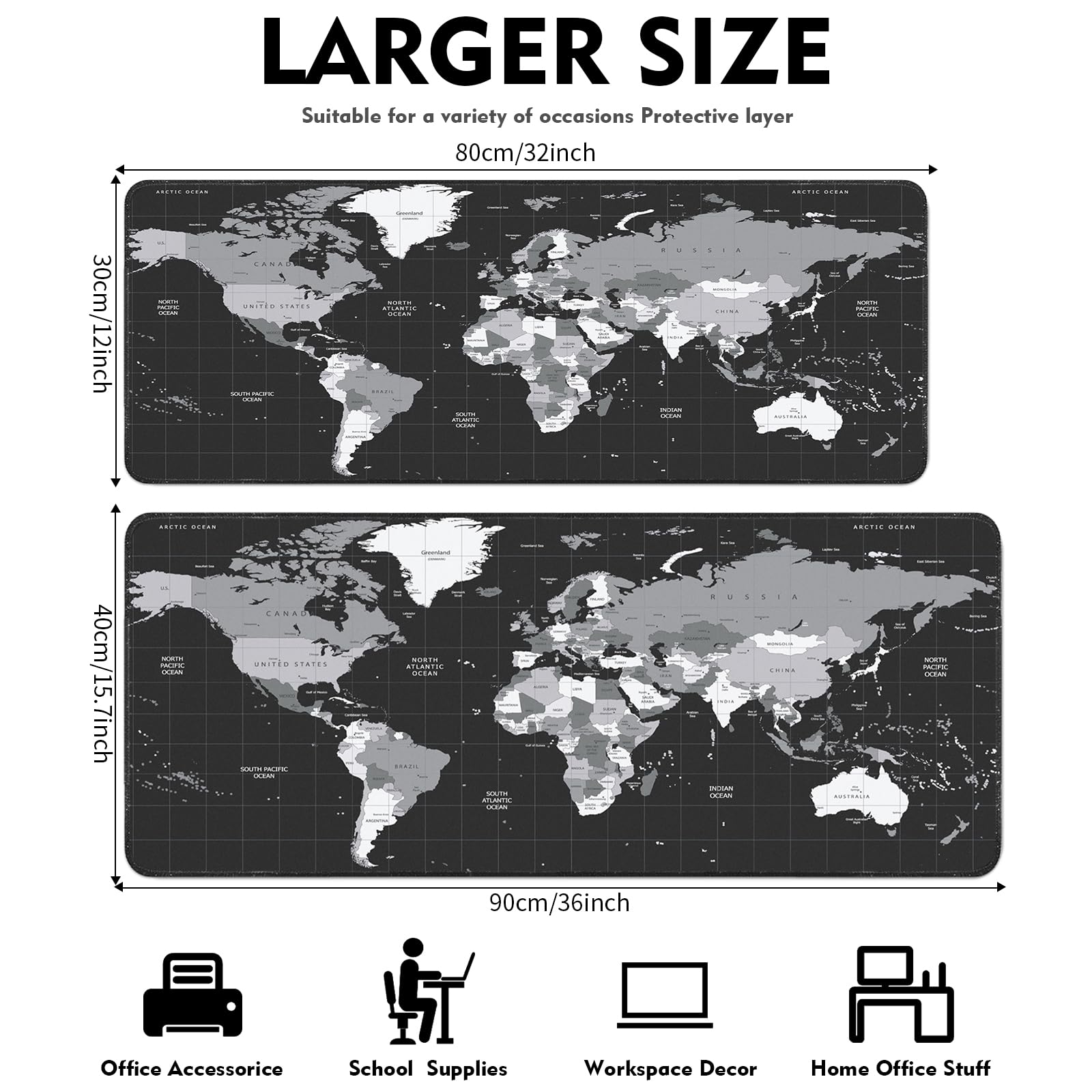 Tappetino Mouse XXL Gaming 800x300mm - Base Gomma Antiscivolo, Design Bianco E Nero - Foto 10