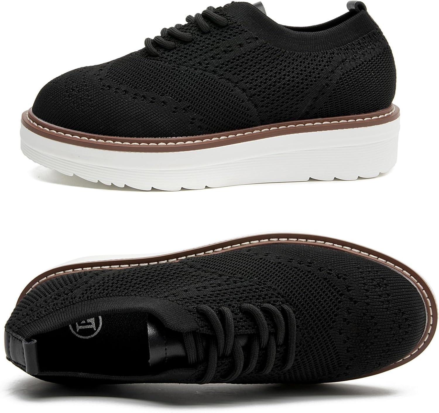 DADAWEN Women's Platform Lace-Up Wingtips Square Toe Oxford Shoes Mesh Breathable Knit Comfort Casual Dressy School Work Dress Shoes - Image 6