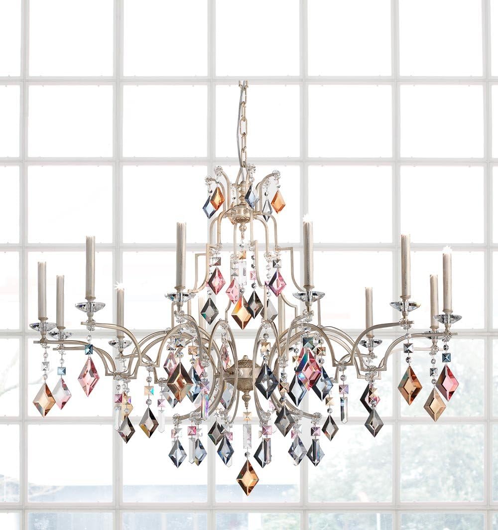 Masiero Chandelier Lizzi Ivory Handmade,Made in Italy,Italian crystal glass