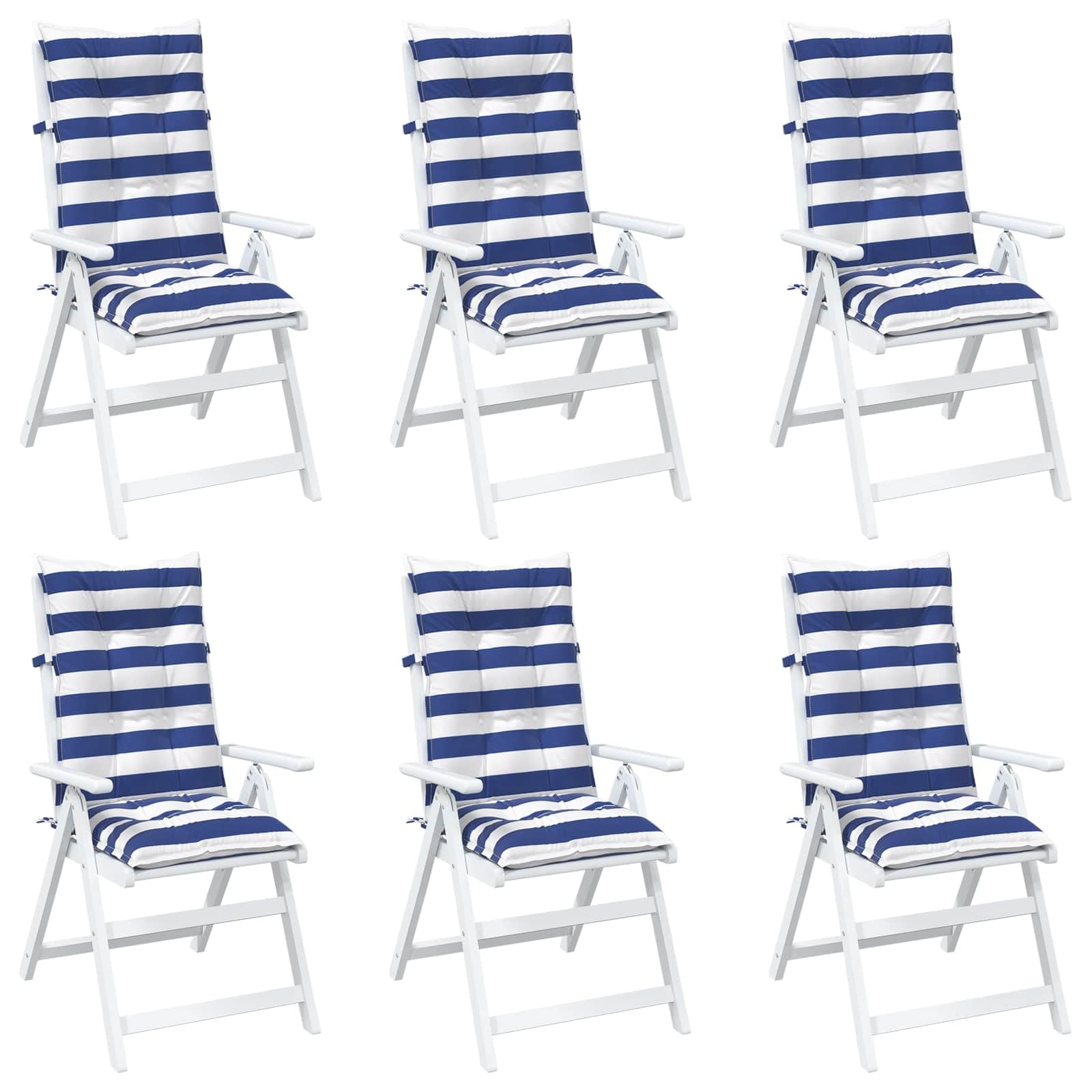 Set di 6 cuscini per esterni, 120 x 50 x 7 cm, in tessuto, con fasce elastiche, per giardino, terrazza, balcone, antiscivolo e lavabile, ergonomici per sedia, sgabello, ufficio, sedia a