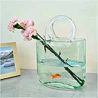 Vista 11 de Glass Bag Vase for Flowers, Glass Purse Vase Blowing by Hand Glass Flower Vase Purse Flower Vase, Glass Bag Vase for Decor,Style1-Blue