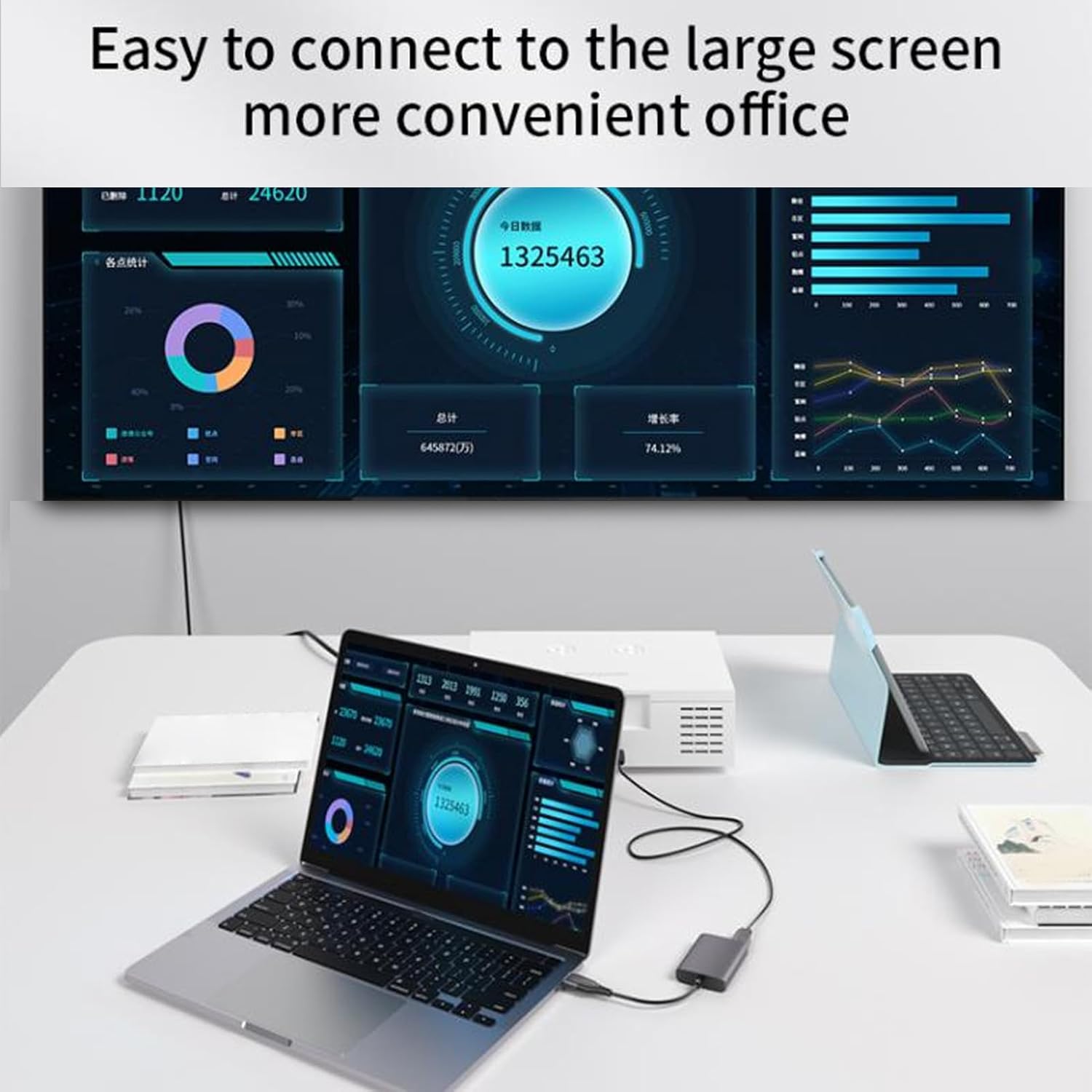USB to HD Multimedia Interface Adapter, 1080P 60Hz Output, Compact Lightweight Design, Compatible with Win, OS X Laptop 10.15 or Above, for PC Laptop Office