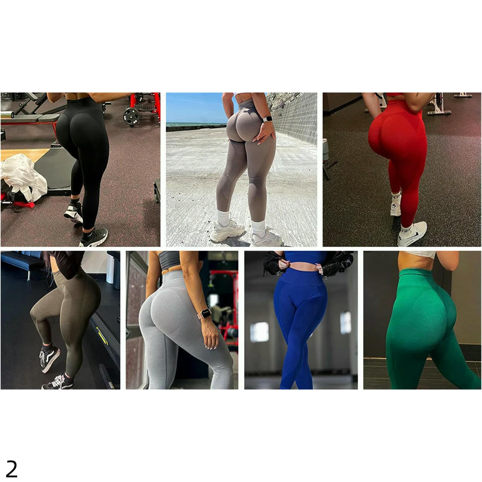 Pantaloni da Yoga Senza Cuciture Leggings Donna Vita Alta Scrunch Butt Gym Booty-Grigio-m
