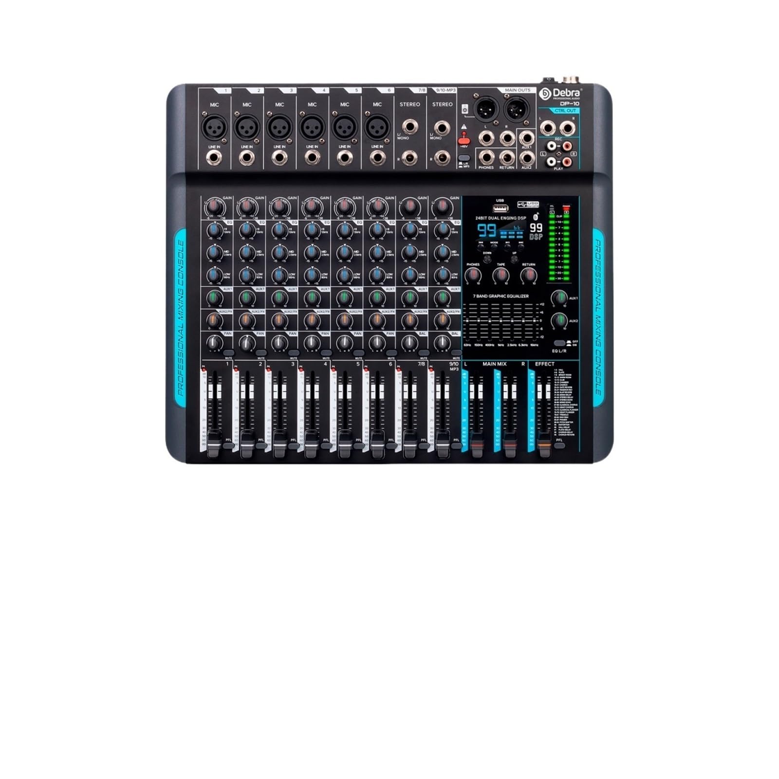 99 DSP Mixer DJ Controller 10 Canali Reverb Registrazione Mixaggio Con Bluetooth 5.0 Prestazioni Professionali Musica dal vivo