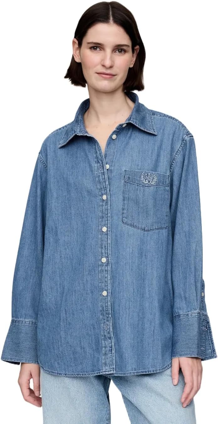 GAP Women's Embroidered Oversized Shirt