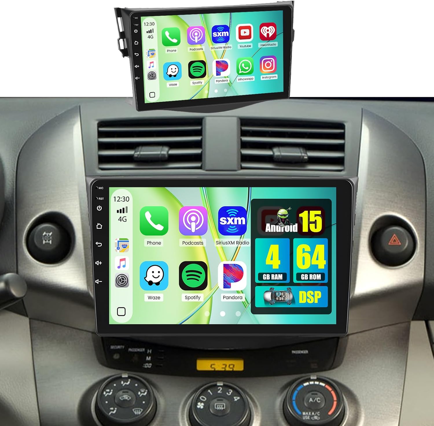 [DSP 4+64G] Android 15 Car Stereo for Toyota RAV4 2007-2011, Hikity 9'' IPS Touch Screen Car Radio Wireless Carplay Android Auto 5G WiFi/1280*720P/Bluetooth/Mirror Link GPS SWCFM/RDS/32EQ Backup Cam