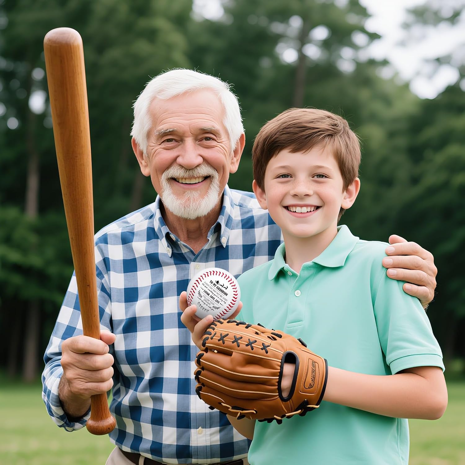 MiniInflat 4 Pcs Christmas Grandson Baseball Gifts from Grandma Grandpa Xmas Stocking Stuffer from Grandparents with Inspirational Message for Boy Birthday Festival Souvenir, 9" Perimeter