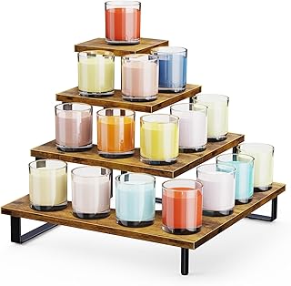 ELITEROO 4 Tier Display Riser Stand, Wood & Metal, Space Saving Corner Stand for Retail, Vendor & Home Use