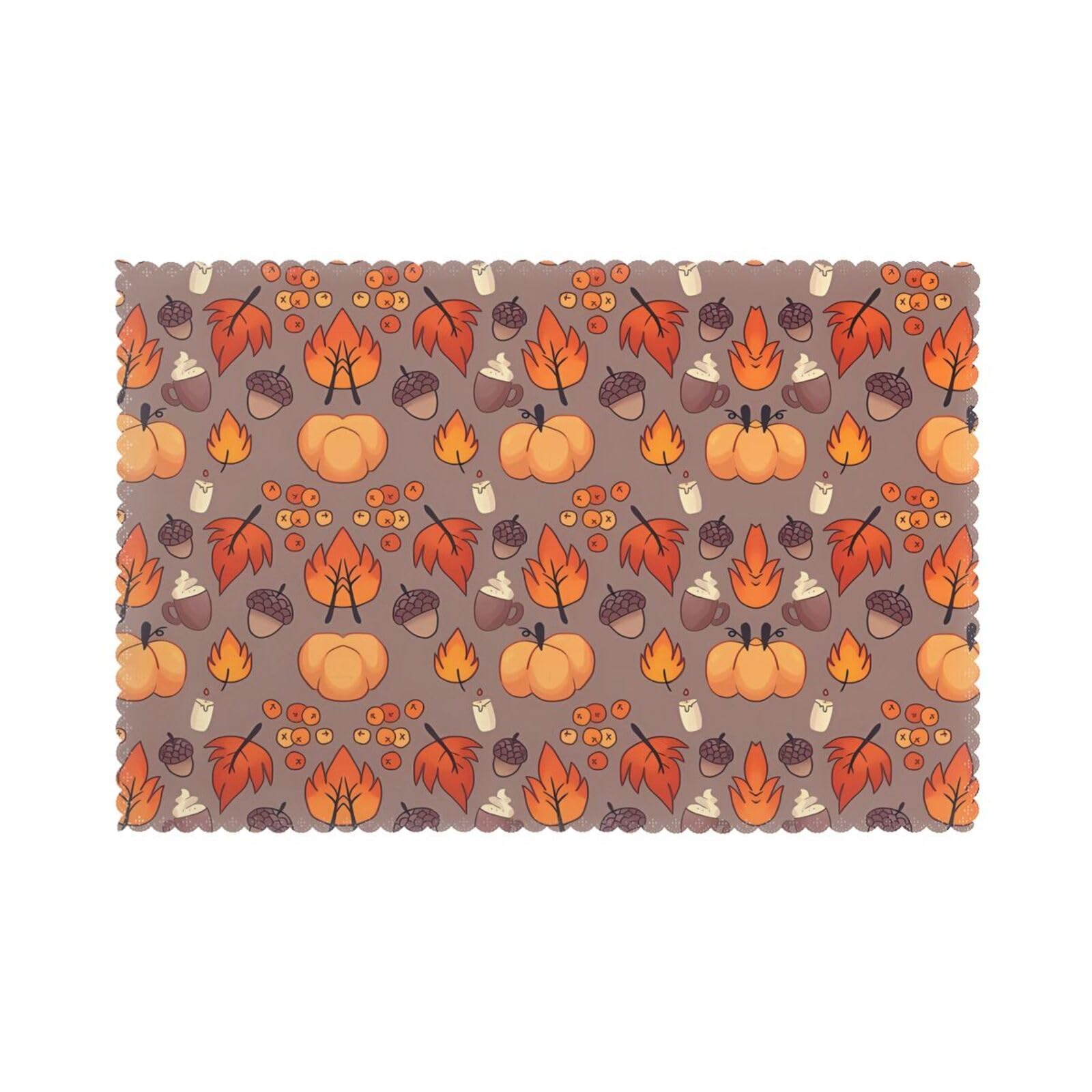 WHJSHOP Fall Prints Placemats Set of 6 12x18in – Transform Your Table into a Cozy Haven for Memorable Meals