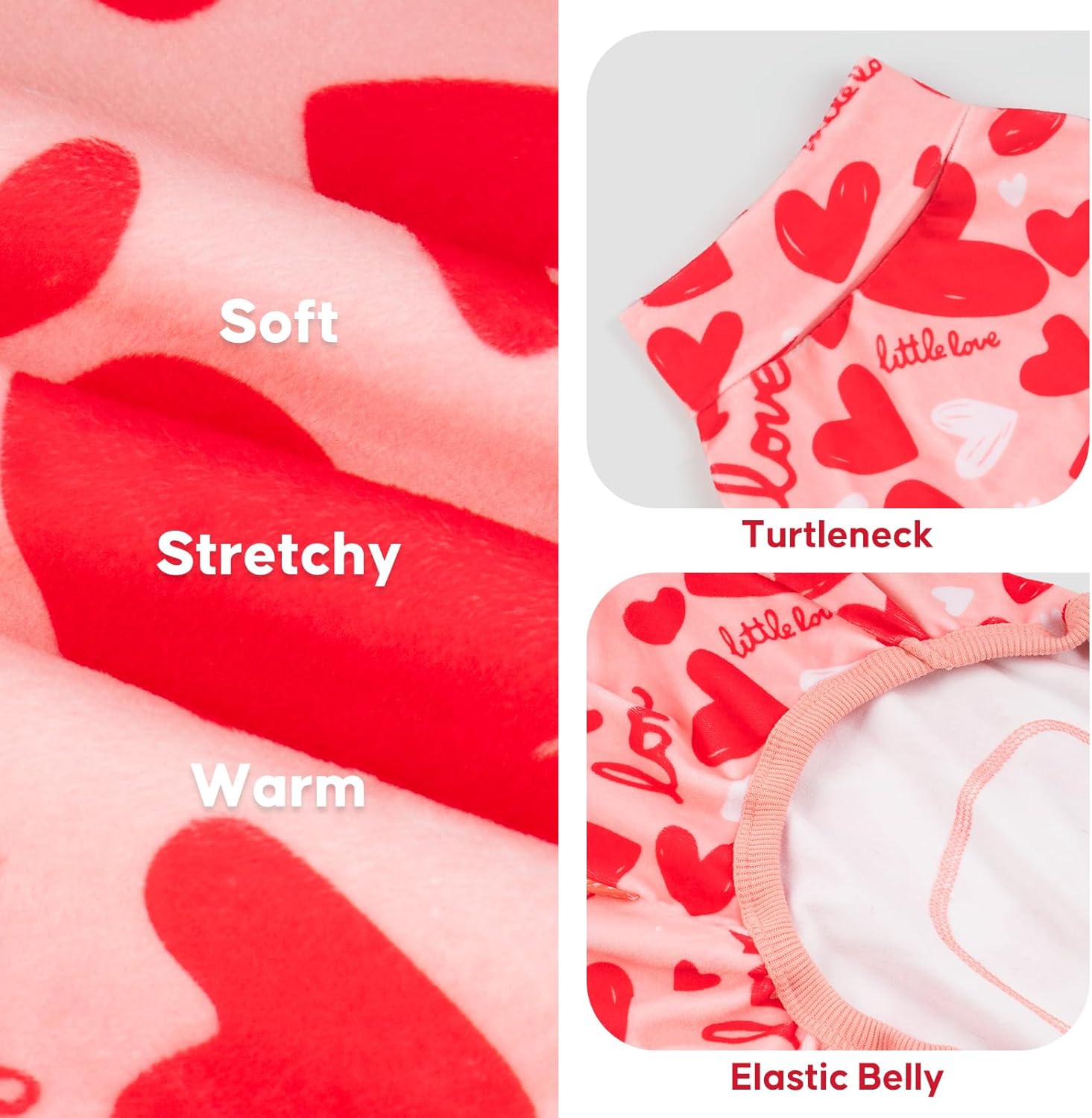 KYEESE Valentine's Day Dog Pajamas, Lightweight Heart Print Dog Onesie, Soft Stretchy Pjs for Dogs, Cute Festival Dogs Pajamas for Large Breeds, Pink, 3XL