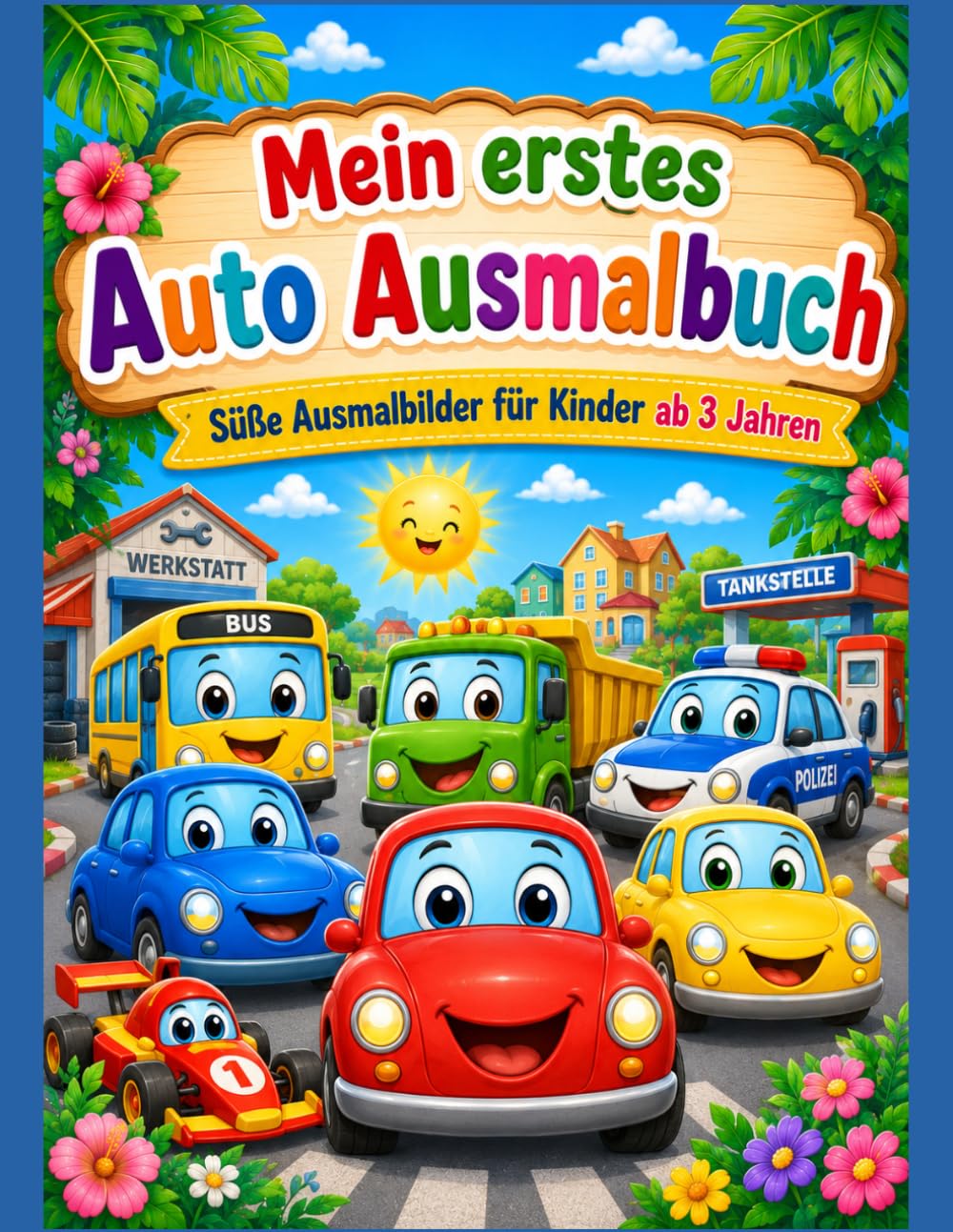 Mein erstes Auto Ausmalbuch: Süße Ausmalmotive für Kinder ab 3 Jahren