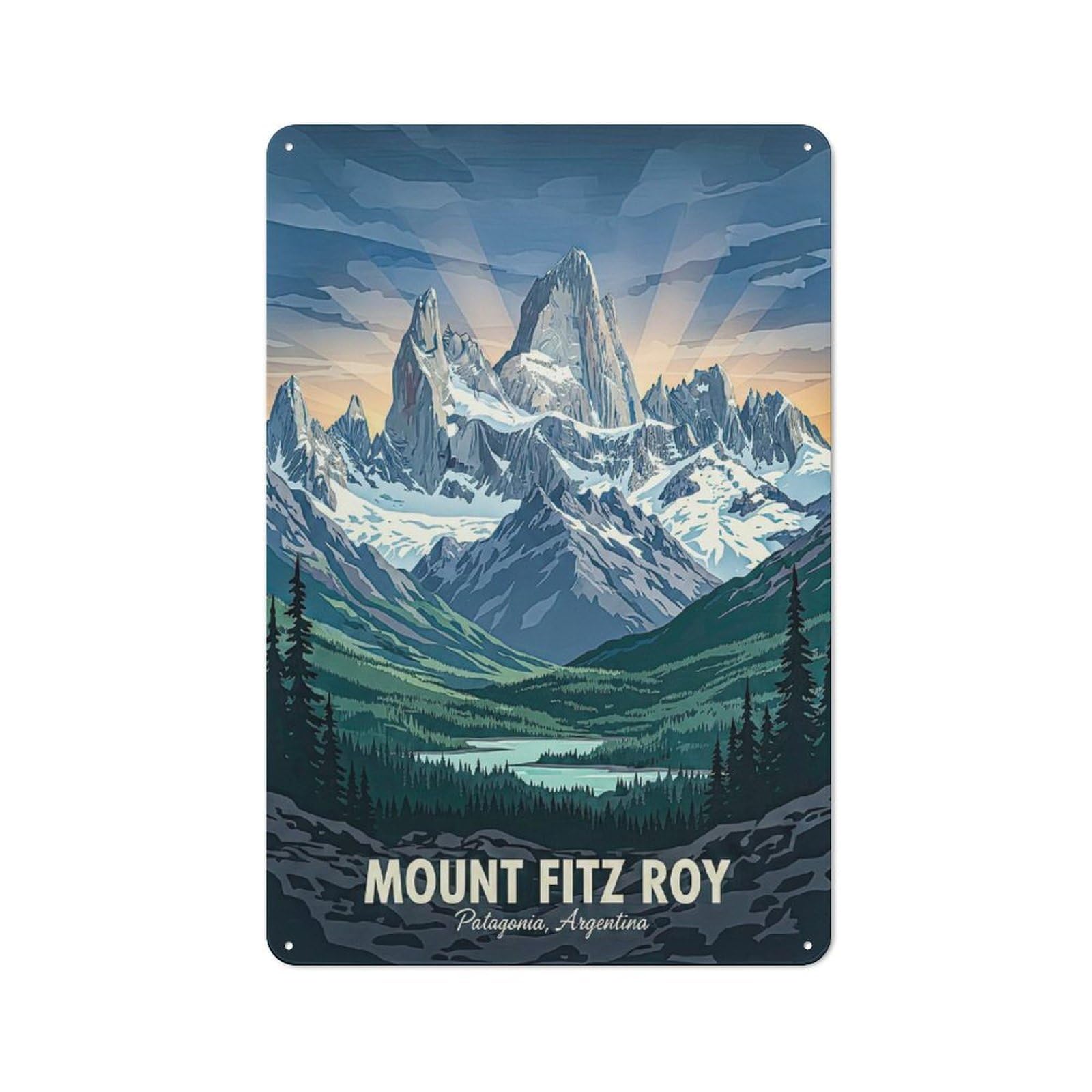 Junmoney Style-17 Smart Mount Fitz Roy Patagonia Argentina Office Metal Sign 30X20cm, Creative Space Decor For Home Office, Reading Corner Or Bedroom