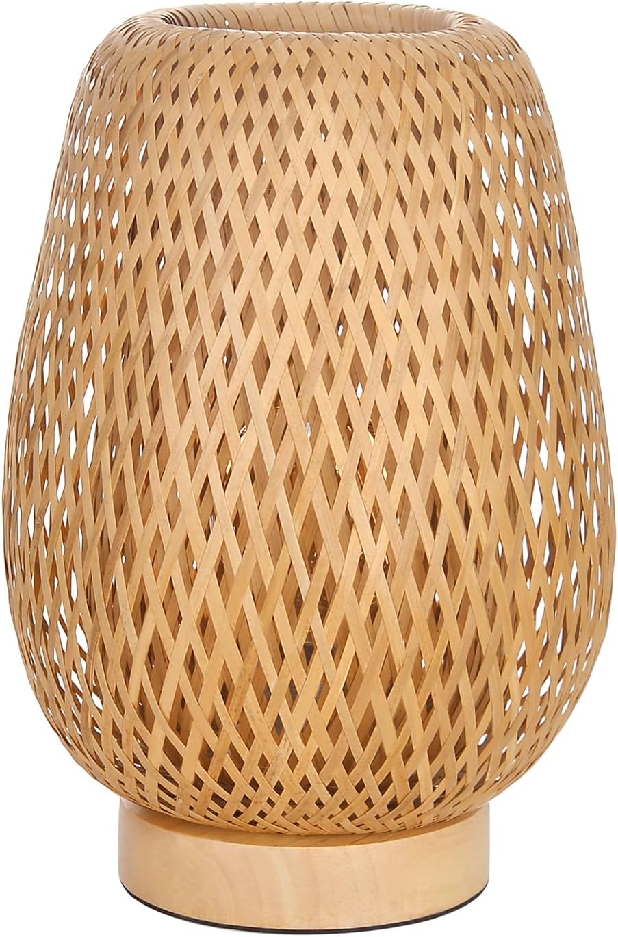 Boho Rattan Table Lamp, Stepless Dimmable Small Beside Lamp, Vintage Nature Wicker Wooden Nightstand Boho Bamboo Woven End Table Lamps for Bedroom Living Room Desk Kids Room