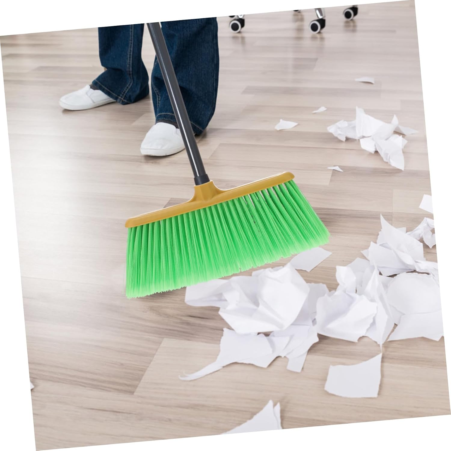 Green Plastic Broom Head Replacement with Thick Bristles for Floors